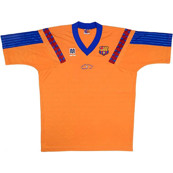 Auswärtstrikot Thailand Barcelona Retro 1991 1992 Orange Günstige Fußballtrikots